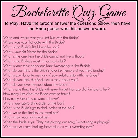 Bachelorette Quiz Game, Bachelorette Quiz, Bachelorette Party Questions, Party Questions, Disney Bachelorette, Awesome Bachelorette Party, Bridal Bachelorette Party, Hens Party, Bachelorette Games