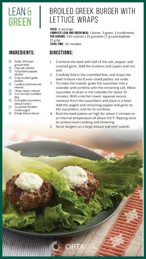 Optivia Lean And Green, Optiva Recipes, Lean And Green Meals Optavia, Lean Dinners, Octavia Recipes, Greek Burger, Optivia Recipes, Optavia Diet, Optavia Hacks