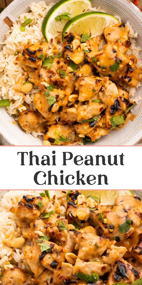 Thai Peanut Chicken, Thai Peanut, Peanut Chicken, Chicken Satay, Thai Chicken, Health Dinner, Chicken And Rice, Tender Chicken, Think Food