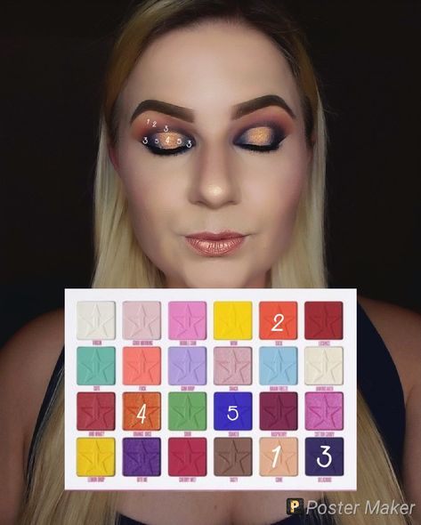 Look by numbers using the jawbreaker palette Jaw Breaker Palette Looks, Jeffree Star Jawbreaker Palette Looks, Jawbreaker Palette Looks, Jeffry Star, Makeup Look Eyeshadow, Hooded Eyes Eyeshadow, Jeffree Star Jawbreaker, Makeup For Hooded Eyes, Jaw Breaker