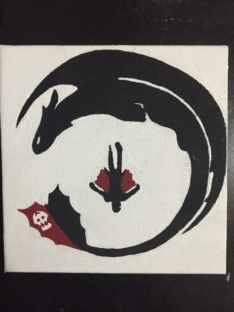 How To Train Your Dragon Painting Canvas, How To Train Your Dragon Painting Easy, How To Train Your Dragon Painting, Httyd Painting, Toothless Painting, Httyd Tattoo, Toothless Tattoo, Fearless Tattoo, Small Dragon Tattoos