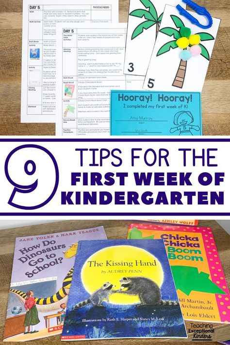 Books and printables for the first week of school First Day Of Kindergarten Lesson Plans, First Week Activities Kindergarten, First Week Of Kindergarten Lesson Plans, Beginning Of Kindergarten Activities, Kindergarten First Week Of School Ideas, First Week Kindergarten, Kindergarten First Day Activities, First Week Of Kindergarten Activities, Kindergarten Rules