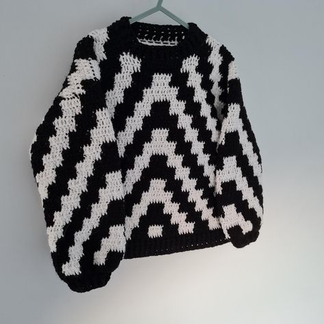 Mini Blockbuster 2-in-1 cardi & jumper Crochet pattern by Manatee_Squares Jumper Crochet Pattern, Types Of Embroidery Stitches, Gothic Crafts, Crochet Jumper Pattern, Black And White Crochet, Jumper Crochet, Diy Tricotin, Jumper Pattern, Crochet Jumper