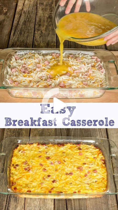 This Easy Breakfast Casserole Recipe has hash browns, ham, cheese, and eggs.  This hash brown breakfast casserole can be made overnight.  Perfect for a holiday breakfast! #healthybreakfast Overnight Hashbrown Breakfast Casserole, Easy Breakfast Casserole, Easy Breakfast Casserole Recipes, Best Breakfast Casserole, Breakfast Hashbrowns, Overnight Breakfast Casserole, Hashbrown Breakfast Casserole, Lake Food Ideas Summer, Breakfast Casserole Easy