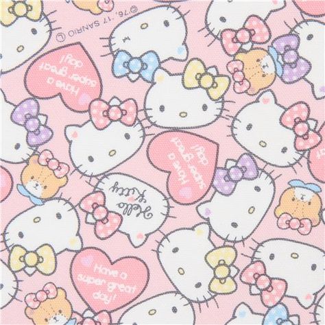 light pink Hello Kitty face heart oxford fabric 1 Light Pink Hello Kitty, Hello Kitty Fabric, Hello Kitty Face, Beach Icon, Cotton Candy Sky, Hello Kitty Nails, Hello Kitty Backgrounds, Fabric Heart, Nursery Fabric