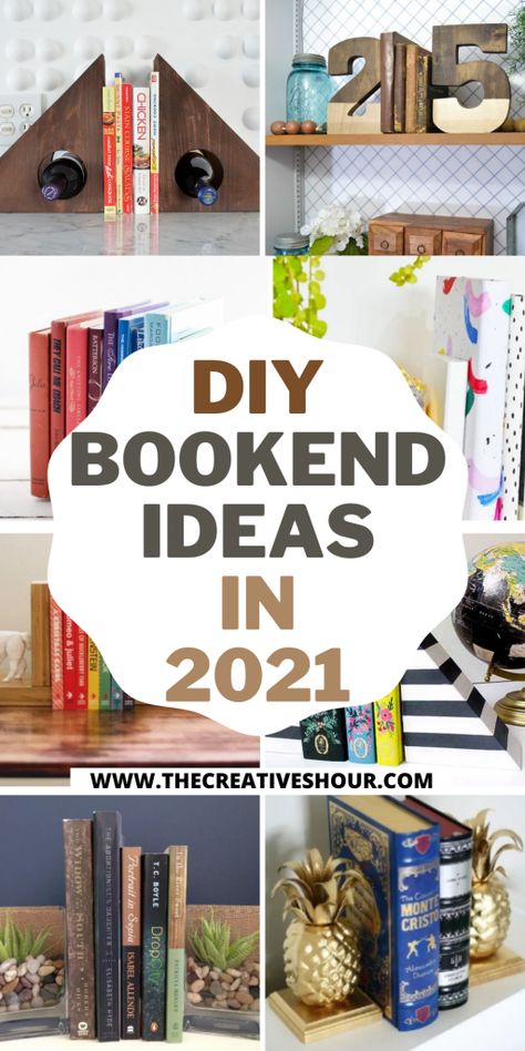 Bookend Ideas, Bookends Diy, Diy Bookends, Diy Buch, Diy Wall Shelves, Book Ends, Diy Hanging, Amazing Diy, Mason Jar Diy