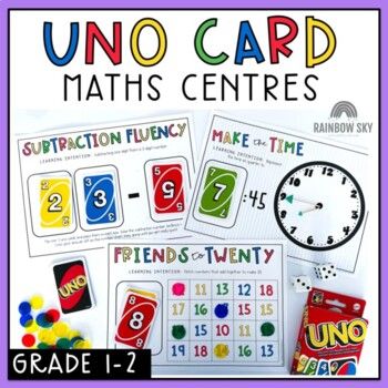 Math Uno Games, Math Games With Uno Cards, Uno Math Game, Uno Math Games For Kids, Math Centres Grade 2, Math Night Activities Elementary, Math Games Grade 1, Math Games For 2nd Grade, 1st Grade Games