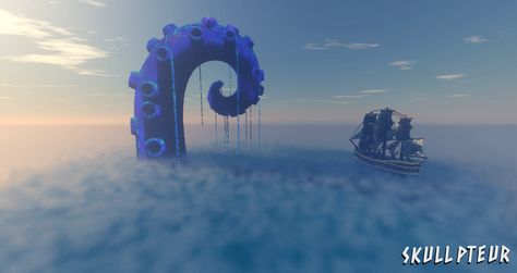 Minecraft Kraken Build, Minecraft Underwater Builds Ideas, Minecraft Sea Creature Build, Minecraft Sea Monster, Minecraft Kraken, Jellyfish Minecraft, Minecraft Octopus, Minecraft Whale, Minecraft Pirate Builds