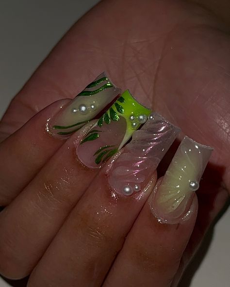 done with faith, trust and a lil pixie dust ✨🤩 #greennails #fairynails #ethereal #chromenails #chromeisolation #airbrushnails #ombrénails #3dnailart #pearlnails #blacknailtech #frenchnails #frenchtipnails #nailinspo #longnails #greynails #blacknails #taperedsquarenails #coffinnails #nailart #nailartist #handpaintednailart #tampanails #tampanailtech #813nails #813nailtech #clearwaternails #stpetenails #newportricheynails #vbeautypure Tinkerbell Nails Acrylic, Tinkerbell Inspired Nails, Tinkerbell Nails Designs, Tinker Bell Nails, Tinkerbell Nails, Ethereal Nails, Fairy Nails, Junk Nails, Green Acrylic Nails