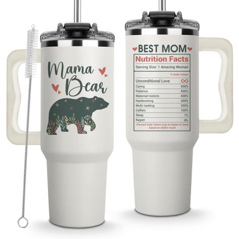 PRICES MAY VARY. Mama Bear Cups: The Mama Bear Cups transcend typical drinkware, embodying love and appreciation. As one of the coolest mom birthday gift ideas, this tumbler is not only among the best mother gifts but also a perfect good gift for mom. Whether you're celebrating with a momma cup, or mommy cup, this versatile tumbler makes an ideal gift for mama. It's also a thoughtful choice for those looking for mama bear gifts for mom or a mom nutrition facts tumbler. Each sip is a reminder of Mama Bear Tumbler, Mom Birthday Gifts, Bear Cup, Mommy Gift, Gifts Mom, Best Gifts For Mom, Tumbler With Handle, Cool Mom, Mom Stuff