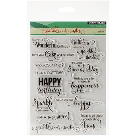 Penny Black Rubber Clear Stamps 5-inch x 6.5-inch Sheet-S... https://www.amazon.co.uk/dp/B00TY39RH6/ref=cm_sw_r_pi_dp_x_wyx6xbWWVV56M Sentiments For Cards, Sparkle Birthday, Penny Black Stamps, Enjoy The Day, Good Wishes, Happy Wishes, Card Sentiments, Wish You The Best, Party Favor Tags