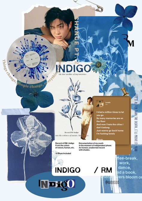 Poster indigo RM BTS Rm Indigo Phone Case, Rm Indigo Aesthetic, Rm Collage, Rm Pictures Cute, Namjoon Indigo, Indigo Rm, Rm Indigo, Bts Poster, Binder Covers Printable