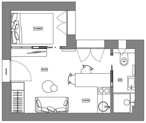 Small Apartment Plans, Studio Floor Plans, Mini Apartments, Small Floor Plans, Student Apartment, Micro Apartment, Deco Studio, Small Apartment Design, Minimalist Apartment