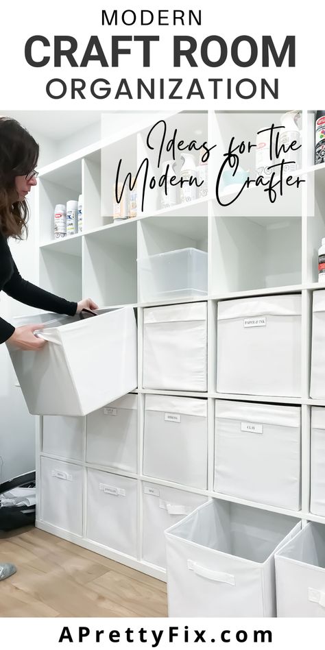 Crafter Room Small Spaces, Minimalist Craft Room Ideas, Hobby Room Decor, Modern Craft Room Design, Work Studio Ideas, Minimalist Craft Room, Art Room Organization Ideas, Modern Craft Room, Craft Room Storage Ideas