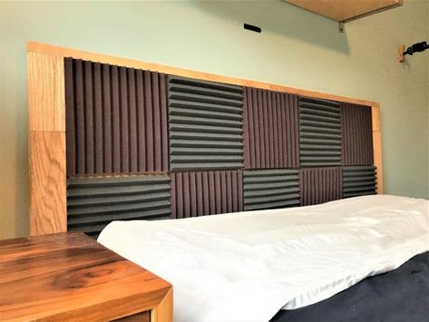 How to Make a Soundproof Headboard | Sleep Cavern Soundproof Headboard, Soundproof Panels, Diy Wood Headboard, Window Inserts, Plywood Sheets, Wood Headboard, Stud Walls, Sound Proofing, Mattress Sizes