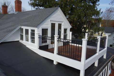 Garage Balcony, Rooftop Balcony, Roof Balcony, Roof Decks, Montpelier Vermont, House With Balcony, Real Estat, Building Roof, House Deck