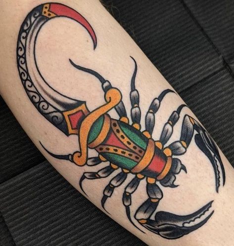 Trad Scorpio Tattoo, Neo Traditional Scorpion Tattoo, Scorpion Tattoo Traditional, American Traditional Scorpion Tattoo, Traditional Scorpion Tattoo, Traditional Owl Tattoos, Traditional Tattoo Outline, Traditional Tattoo Drawings, Traditional Tattoo Old School