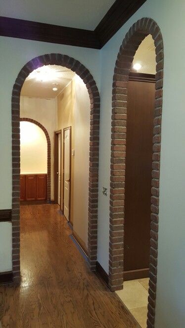 Brick Veneer Brick Doorway, Eid Decoration Ideas, Wall Cladding Interior, Wallpaper Dining Room, Tiny Home Ideas, Wallpaper Dining, Home Gardening Ideas, Brick House Designs, Square House Plans