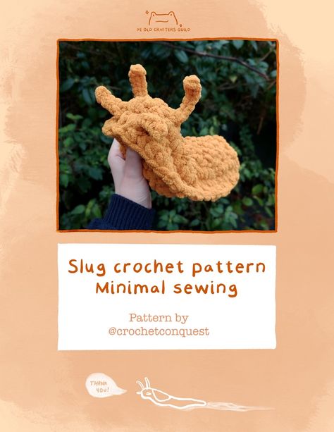 Crochet Slug Pattern, Slug Crochet Pattern Free, Crochet Slug Pattern Free, Slug Crochet Pattern, Crochet Slug, Slug Crochet, Silly Crochet, Sewing Crochet, Crochet Needlework