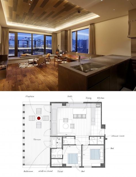 41 PIECES Sapporo | Penthouse Suite Japan Penthouse, Penthouse Floorplan, Japanese Hotel, Terrace Kitchen, Penthouse Suite, Minimalist House, Minimalist House Design, Sapporo, House Designs