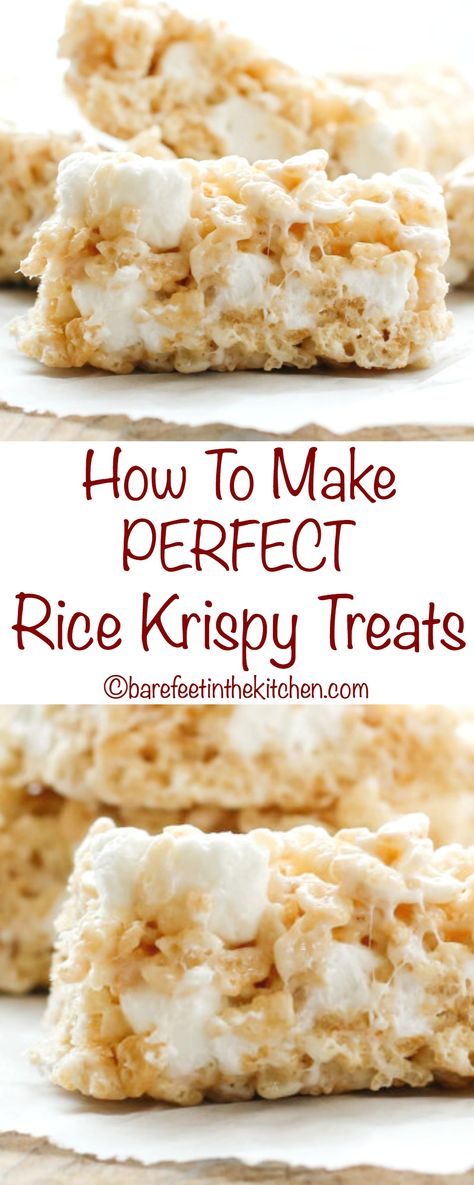 How To Make PERFECT Rice Krispy Treats - get the recipe at barefeetinthekitchen.com Dinner Ideas For Husband, Best Rice Krispie Treats Recipe, Birthday Dinner Ideas, Dragonfly Tattoos, Modern Honey, Weight Watcher Desserts, Krispie Treats Recipe, Rice Recipes For Dinner, Perfect Rice