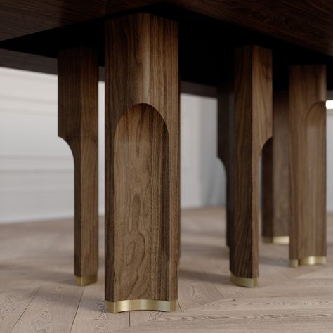 Fountain Dining Table - Hellman Chang Raw Furniture, House Front Door Design, Furniture Design Sketches, Furniture Details Design, Boardroom Table, Metal Dining Table, Walnut Dining Table, Modern Houses Interior, Dining Table Legs