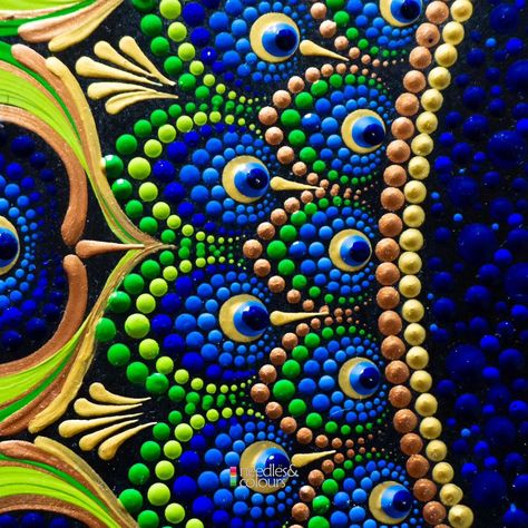 Dot painted mandala.. peacock theme vel mandala... # needlesandcolours #peacockfeathersdotart #peacockthemedecor #walldecor #artforsale Peacock Dot Painting, Peacock Feather Dot Art, Peacock Feather Dot Painting, Mandala Art In Peacock, Peacock Kolam With Dots, Mandala Peacock, Peacock Dot Mandala Art, Peacock Mandala, Peacock Theme