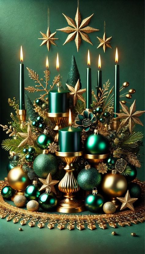 Green And Gold Christmas Centerpieces, Vintage Green Christmas Decor, Emerald Green Christmas Table Decor, Green White Gold Christmas Decor, Gold And Emerald Christmas Tree, Christmas Emerald Green Decor, Emerald And Gold Christmas Decor, Dark Green And Gold Christmas Decor, Green And Gold Christmas Decorations