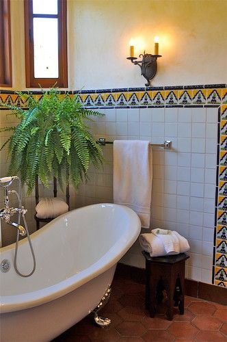 Spanish style home - traditional - bathroom - san francisco - Melanie Giolitti Interior Design Spanish Tile Bathroom, Bathroom Spanish Style, Spanish Style Living Room, Spanish Style Bathrooms, Spanish Bathroom, Spanish Style Decor, French Country Bathroom, Mediterranean Home Decor, Spanish Style Home