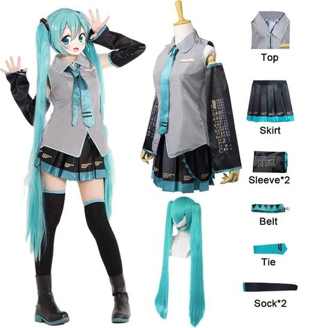 Mode Kawaii, Miku Cosplay, Idee Cosplay, Costume Wigs, Halloween Carnival, Christmas Costumes, Carnival Party, Cosplay Outfits, Anime Cosplay