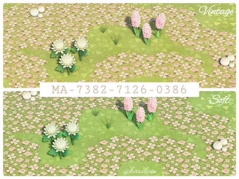 Animal Crossing Flower Codes, Flower Path, Pink Grass, Animal Crossing Qr Codes Clothes, Path Design, Qr Codes Animal Crossing, Flower Tile, Garden Steps, Special Flowers