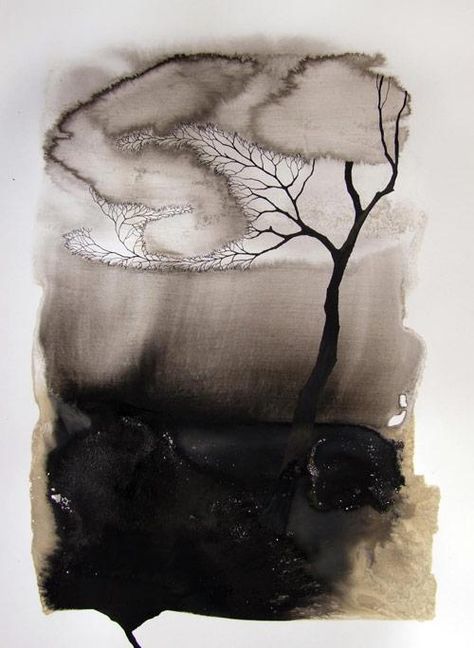 Tinta China, Foto Art, Sumi E, Ink Painting, Tree Art, Art Abstrait, Watercolor And Ink, Artist Inspiration, Amazing Art