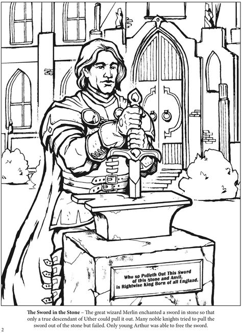 The Adventures of King Arthur Coloring Book Dover Publications King Arthur Excalibur, Rei Arthur, Pikachu Coloring Page, Prince Arthur, Roi Arthur, Dover Publications, Adult Colouring Pages, King Arthur, Green Gables