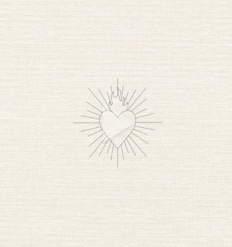 Minimal Sacred Heart Tattoo, Marys Heart Tattoo, Sacred Heart Tattoo Minimalist, Sacred Heart Tattoo Fine Line, Christian Heart Tattoo, Burning Heart Tattoo Minimal, Simple Sacred Heart Tattoo, Corazon Sagrado Tattoo, Small Sacred Heart Tattoo