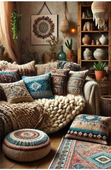 Hippy Living Room, Boho Country Decor, Cozy Boho Living Room Inspiration, Living Room Inspiration Boho, Boho Apartment Living Room, Rustic Bohemian Living Room, Cozy Bohemian Living Room, Boho Living Room Apartment, Boho Living Room Inspiration