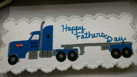 Blue Semi flatbed truck, cupcake cake Semi Truck Cupcakes, Truck Cookie Cake, Truck Cupcake Cake, Semi Truck Cakes For Men, Trucker Cake Semi Trucks, Little Blue Truck Birthday Cake, Semi Truck Cake Tutorial, Blue Truck Cake, Semi Truck Cakes