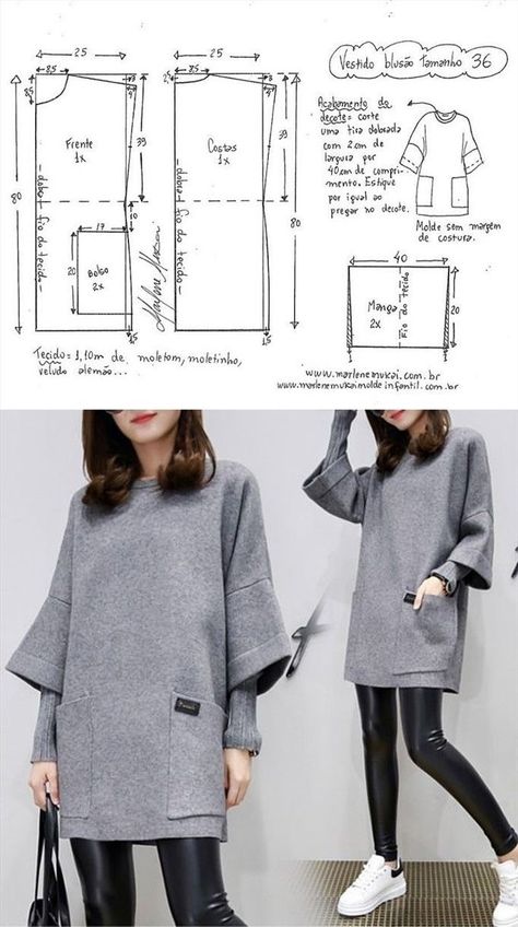 Sweater Pattern Sewing, Pola Jaket, Projek Menjahit, Sewing Dress, Trendy Sewing, Blouse Pattern Sewing, Diy Sewing Clothes, Clothes Sewing Patterns, Coat Patterns