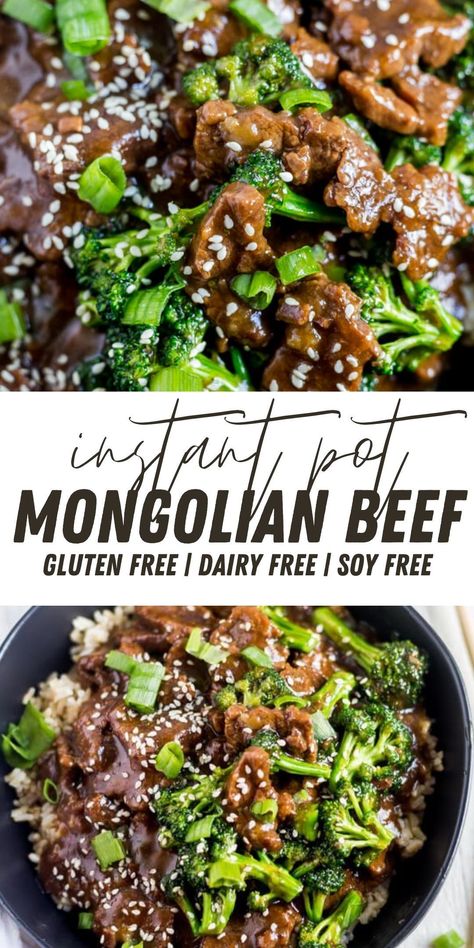 Beef Dairy Free Recipes, Ground Beef Dairy Free, Mongolian Beef And Broccoli Recipe, Instant Pot Mongolian Beef, Gluten Free Dairy Free Recipes Dinner, Gluten Free Dairy Free Dinner, Gluten Free Instant Pot Recipes, Gluten Free Instant Pot, Dairy Free Recipes Dinner