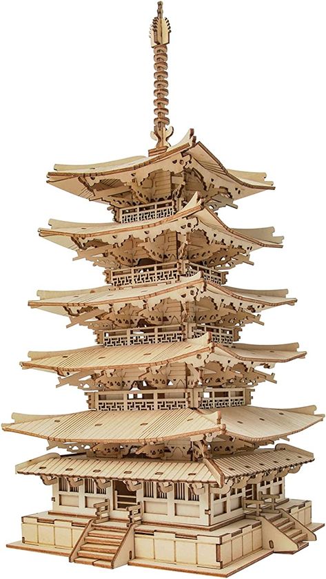 Wooden Box Crafts, 3d Wood Puzzles, Craft Kits For Adults, Wooden Model Kits, Japanese Pagoda, 3d Wooden Puzzle, Gift For Architect, Japanese Temple, Jigsaw Puzzles For Kids