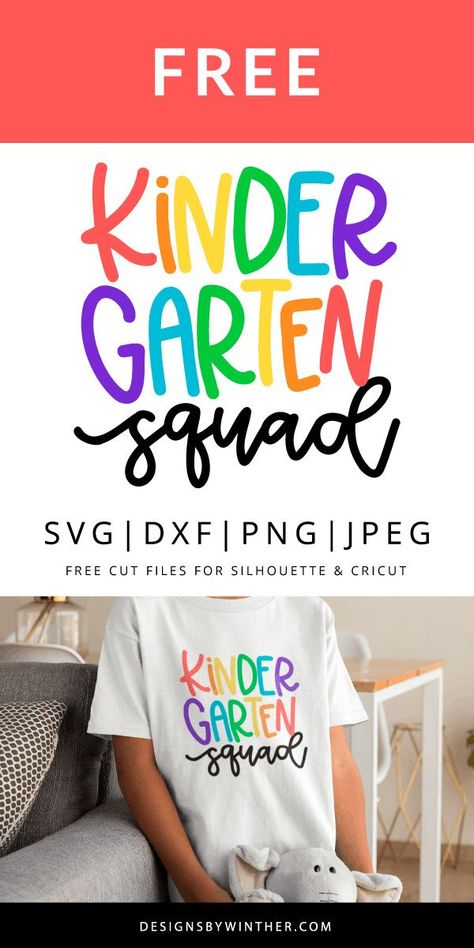 Kindergarten Svg, Starting Kindergarten, Free Silhouette Cut Files, Kindergarten Gifts, Cricut Images, Kindergarten Teacher Shirts, Kindergarten Shirts, Free Cut Files, Cute Diy