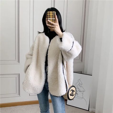 Real Fur Coat Women 100% Lamb Fur Jacket Women Clothes 2020 Sheep Shearling Korean Autumn Winter Fur Jacket Women, Real Fur Coat, Fur Coats Women, Coat Women, Winter Coats Women, Real Fur, Women Clothes, Jacket Women, Fur Jacket