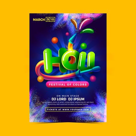 Colour Festival Poster, Holi Flyer, Festival Of Colours, Holi Party, Holi Festival Of Colours, Holi Colors, Festival Wishes, Holi Celebration, Festival Flyer