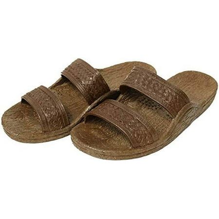 100 percent vegan Pali Hawaii Jesus Sandals aka 'Jandals' are stylish, comfortable, and one of the most popular sandals in Hawaii... Aloha Please note the following for sizing: MEN Order 1 size above your US athletic / sneaker size. Round up for half-sizes.Examples: US Men size 10 ---> Sandal size 11 US Men size 10.5 ---> Sandal size 12 WOMEN Order your US athletic / sneaker size. Round up for half-sizes.Examples: US Women size 7 ---> Sandal size 7 US Women size 7.5 ---> Sandal size 8 Size: 9.  Color: Brown.  Gender: male.  Age Group: adult. Hawaiian Sandals, Pali Hawaii Sandals, Popular Sandals, Jesus Sandals, Shower Sandals, Soft Sandals, Size 12 Women, Womens Clogs, Brown Sandals