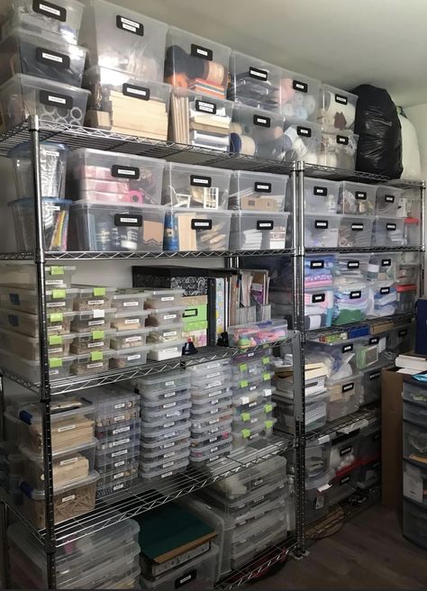 Craft Garage, Cosplay Room Organization, Cosplay Storage, Ephemera Storage Ideas, Garage Craft Room Ideas, Botique Interiors, Diy Craft Room Storage, Sewing Studio Organization, Basement Craft Rooms