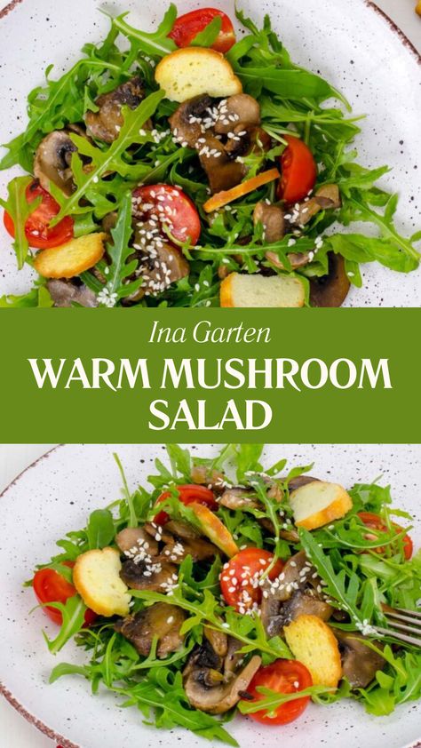 Ina Garten Warm Mushroom Salad Warm Mushroom Salad, Mushroom Salad Recipe, Arugula Prosciutto, Prosciutto Salad, Ina Garden, Mushroom Salad, Crimini Mushrooms, Garden Mushrooms, Sherry Vinegar