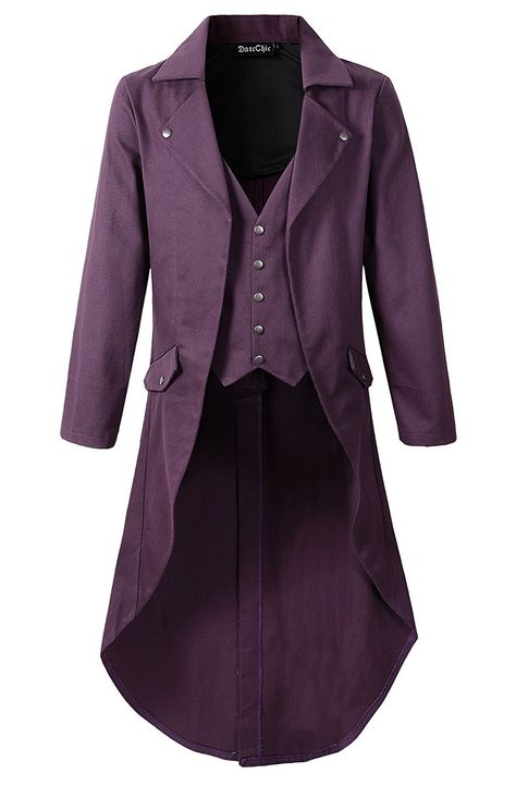 Mens Gothic Tailcoat Jacket Black Steampunk VTG Victorian Coat (L, Purple): Amazon.co.uk: Clothing Punk Tuxedo, Gothic Tailcoat, Black Steampunk, Victorian Coat, Gothic Jackets, Fitted Coat, Medieval Costume, Style Blazer, Retro Costume