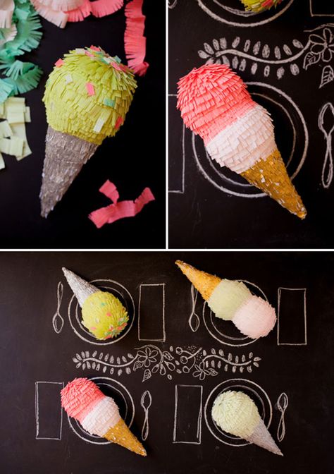 Diy Ice Cream Cone, Pinata Diy, Diy Pinata, Diy Ice Cream, Diy Party Supplies, Ice Cream Social, Oh Happy Day, Ice Cream Cones, 15 Diy