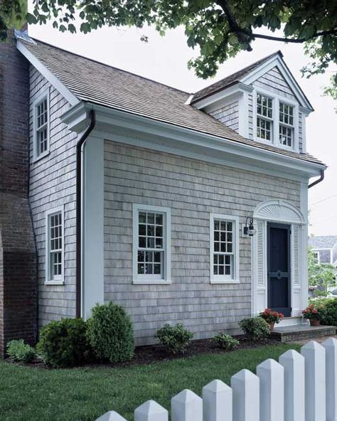 The Coastal Confidence | New England Houses | new england, white, houses, inspiration, white picket fence, hamptons, house inspiration, connecticut, shingles, roof Cottage Siding, Camp Exterior, Cape Remodel, Shingle Cottage, Outdoor Siding, Shaker Siding, Cape Cod Exterior, Cape Cod House Exterior, Nantucket Cottage