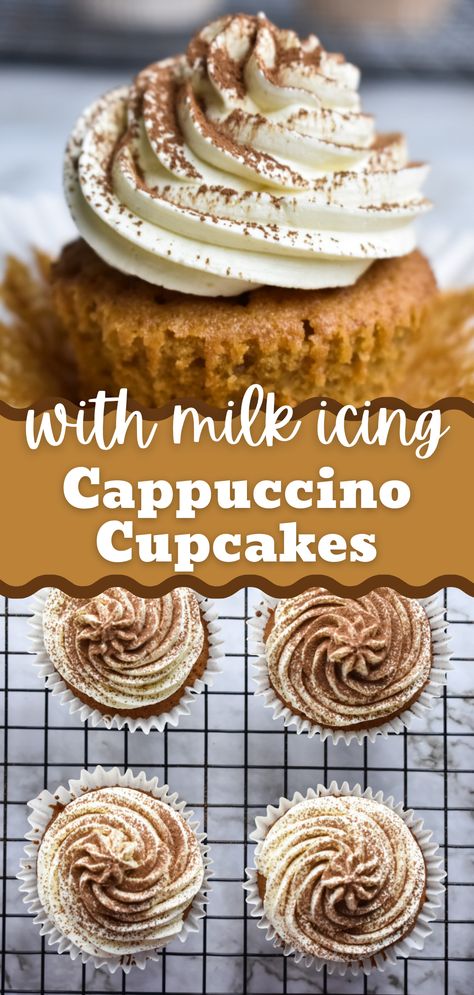 My Cappuccino Cupcakes have been inspired by the awesome coffee you get in Melbourne. Moist soft coffee cupcakes with cloud-like smooth milk icing (ermine icing). Easy to make recipe that is sure to be a crowd-pleaser. #coffee #cupcakes #milkicing #ermineicing #moist #soft #easy Ermine Icing, Cappuccino Cupcakes, Cappuccino Muffins, Cappuccino Cake, Angel Food Cupcakes, Coffee Icing, Heavenly Desserts, Moist Cupcakes, Coffee Cupcakes