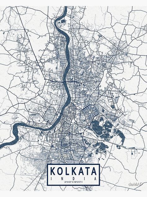 "Kolkata City Map of India - Coastal" Poster for Sale by deMAP | Redbubble Kolkata Map, Kolkata Skyline Sketch, Kolkata Poster, Kolkata Map Illustration, Chhattisgarh Map Art, Mumbai City Map, Cartography Art, Karnataka Map With District, House Plans With Photos